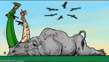 كاريكاتير صراع السودان وحيد القرن / كاريكاتير 