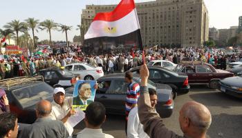 تجمع القوى العاملة المصرية في ميدان التحرير بالقاهرة في عيد العمال (getty)