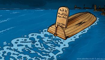 كاريكاتير زوارق المهاجرين الهجرة / حجاج