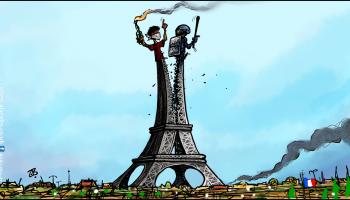 كاريكاتير احتجاجات فرنسا / حجاج