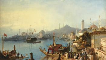 لوحة للفنان البلجيكي جاكوب جاكوبس (1812- 1879) تمثل وصول السلطان عبد المجيد إلى "مسجد النصرتية" بإسطنبول، 1842 (Getty)