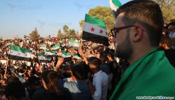 مظاهرة في إدلب دعما لاحتجاجات السويداء (العربي الجديد)