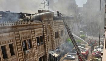 حريق مبنى وزارة الأوقاف المصرية
