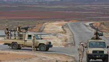 جنود أردنيون على الحدود مع سورية، فبراير 2022 (خليل مزرعاوي/فرانس برس)