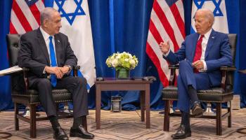  الرئيس الأميركي جو بايدن يلتقي رئيس حكومة الاحتلال الإسرائيلي بنيامين نتنياهو في نيويورك في 20/9/2023 (فرانس برس)