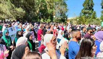 مسيرة في جامعة بيرزيت تنديدا باعتقال الاحتلال 8 طلبة (العربي الجديد)