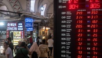 الليرة التركية كانت الأكثر تراجعاً بين العملات الناشئة خلال العام الماضي (getty)