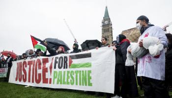 تظاهرة دعماً لفلسطين في أوتاوا (أسوشييتد برس)