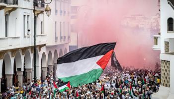 تظاهرات حاشدة في المغرب دعماً للفلسطينيين ورفضاً للتطبيع مع الاحتلال (فاضل سينا/فرانس برس)