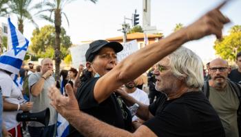 تظاهرة ضد نتنياهو بتل أبيب، 14 أكتوبر (أليكسي جاي روزنفيلد/Getty)