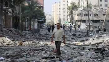 دمار واسع يخلفهقصف الطيران الإسرائيلي في غزة (getty) 