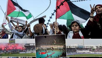 دعم الجماهير الرياضية لفلسطين متواصل (فيسبوك/العربي الجديد/Getty)