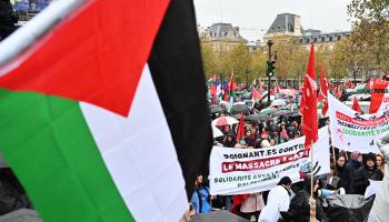تظاهرة في باريس تضامناً مع غزة (الأناضول)