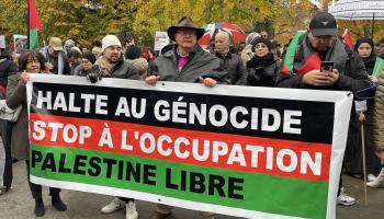 تظاهرة في جنيف تضامناً مع غزة (الأناضول)