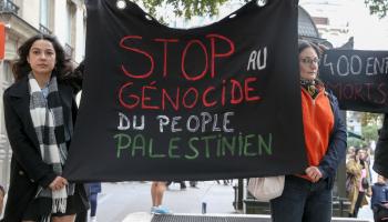 تظاهرة مؤيدة للفلسطينيين في باريس، 28 أكتوبر (ميشال ستوباك/Getty)