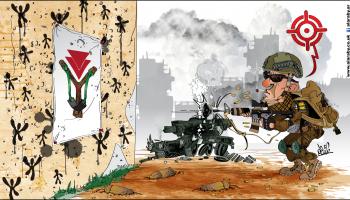 كاريكاتير جيش الاحتلال والمقاومة الفلسطينية / نجم