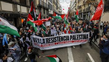 من مظاهرة تضامنية مع فلسطين وسط مدريد، 2 كانون الأول/ ديسمبر 2023 (Getty)