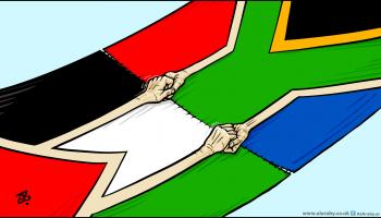 كاريكاتير تضامن جنوب افريقيا مع فلسطين / حجاج