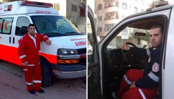 الشهيدان المسعفان في الهلال الأحمر الفلسطيني يوسف زينو وأحمد المدهون في غزة (إكس)