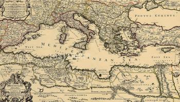 خريطة قديمة للبحر المتوسط تعود إلى عام 1680