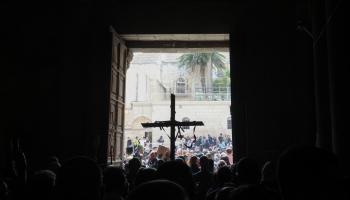 كنيسة القيامة في القدس ودرب الصليب يوم الجمعة العظيمة 2024 (فرانس برس)