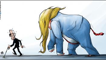 كاريكاتير ترامب بايدن في السباق / حجاج