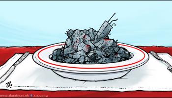 كاريكاتير وجبة الافطار حرب غزة / حجاج