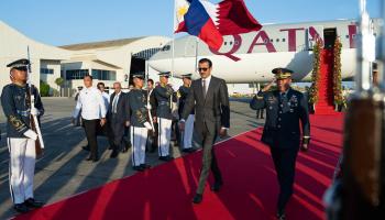 أمير قطر الشيخ تميم بن حمد آل ثاني لدى وصوله مانيلا اليوم الأحد(قنا)