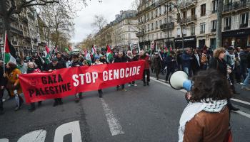 من تظاهرة في باريس دعماً لغزة، 30 مارس (Getty)
