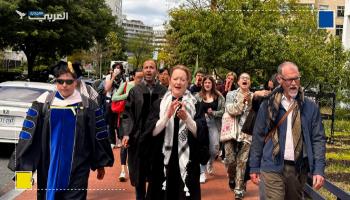 مسيرة لأعضاء تدريس وطلاب جامعة جورج تاون دعماً لغزة