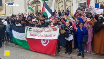 طلاب تونسيون يحتجون دعماً لغزة ومساندة لانتفاضة الجامعات الأميركية