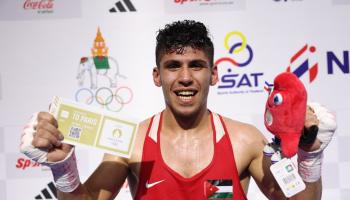 فرحة زياد عشيش بعد التأهل إلى الأولمبياد الجمعة (موقع إكس)