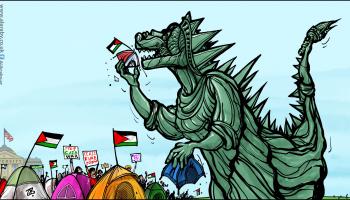 كاريكاتير قمع احتجاجات الطلبة / حجاج