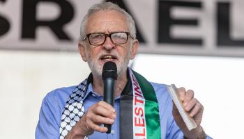جيريمي كوربن خلال تظاهرة داعمة لفلسطين في لندن، 15 مايو 2024 (Getty)