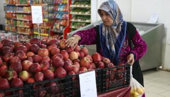 امرأة سورية في متجر ممول من الاتحاد الأوروبي في تركيا (آدم ألتان/ فرانس برس)