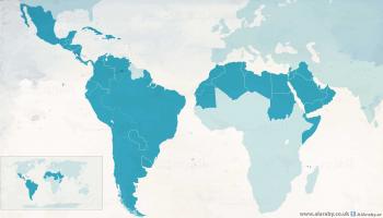 خريطة الوطن العربي وخريطة أمريكا اللاتينية