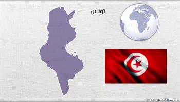 خريطة تونس مع العلم 