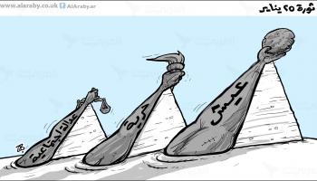كاريكاتير ثورة يناير الاهرامات / حجاج