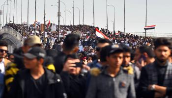 سياسة/احتجاجات العراق/(حيدر حمداني/فرانس برس)
