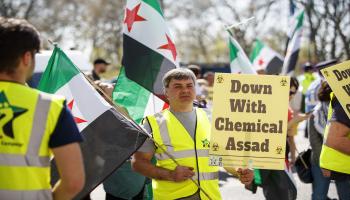 تظاهرة في لندن ضد استخدام السلاح الكيميائي في سورية/الأناضول