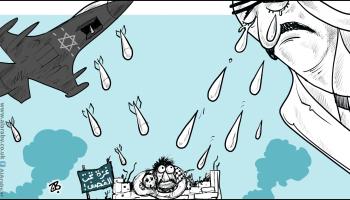 كاريكاتير غزة تحت القصف / حجاج