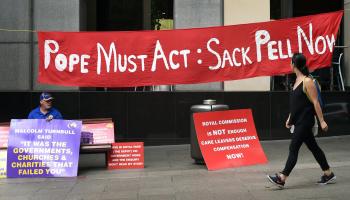 أستراليا-مجتمع-تحرك ضد اعتداءات في الكنيسة على الاطفال(وليام ويست/فرانس برس)