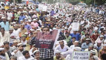 تظاهرات داعمة للروهينغا في إقليم كالكتا بالهند (سمير جانا/Getty)