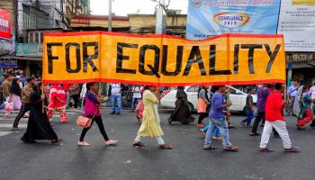 مظاهرة تطالب بالمساواة في كالكوتا في الهند(أفيشيك داز/Getty)