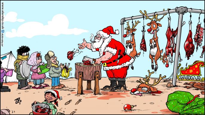 كاريكاتير سانتا واللاجئين / حجاج