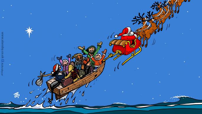 كاريكاتير سانتا كلوز واللاجئين / حجاج