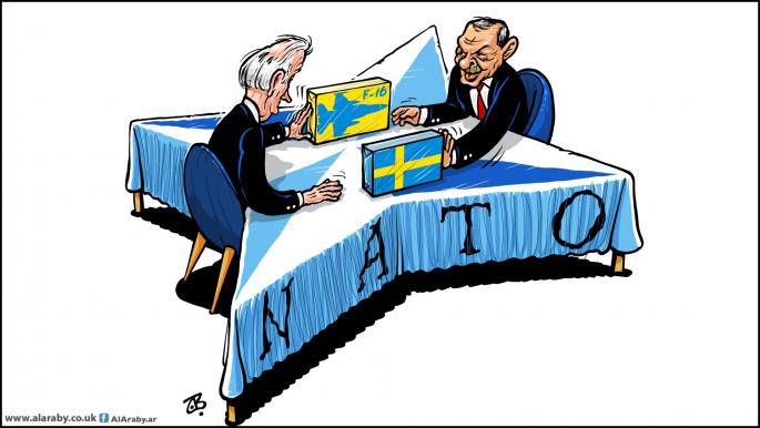كاريكاتير صفقة بايدن اردوغان الناتو / حجاج