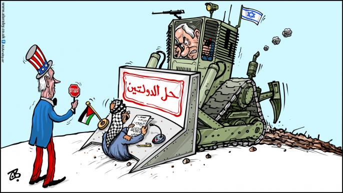 كاريكاتير جرافة الابادة وحل الدولتين / حجاج
