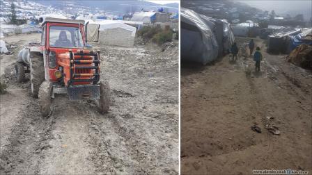 الطرق الطينية تعوق تحرك النازحين في مخيمات الشمال السوري (العربي الجديد)