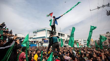 تظاهرة في غزة تتوعد التصعيد الإسرائيلي في الأقصى (يوسف مسعود/Getty)